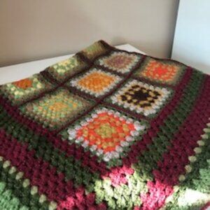 Handmade Granny afghan - Vintage - Great Fall colours